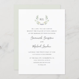 Invitación Aceite de oliva pintado y deja un boda de monogram