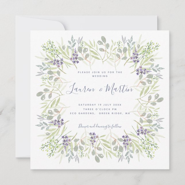 Invitación Aceitunas de campo y Boda de vegetación romero (Anverso)