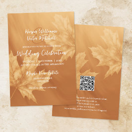 Invitación acento de hojas de arce de calabaza todo en uno