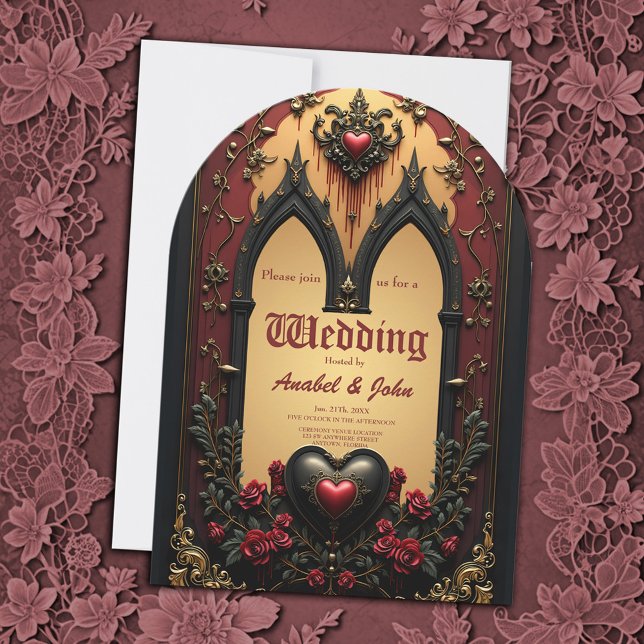 Invitación Acentos dorados, rosas rojas y un corazón: (Subido por el creador)