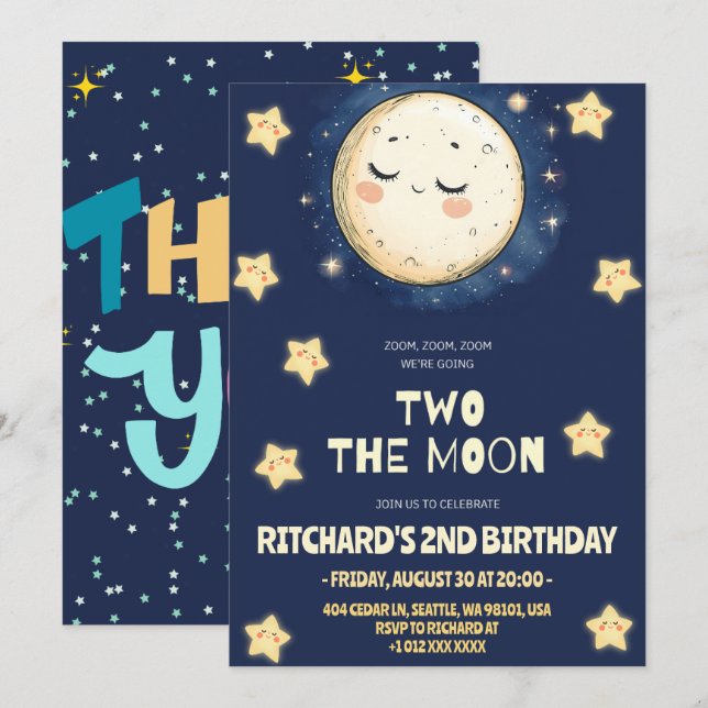 Invitación Acercándose a la Luna (Anverso / Reverso)