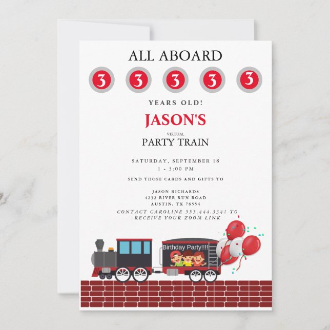 Invitación Acercar a los niños virtuales Fiesta Edad Cumpleañ (Anverso)