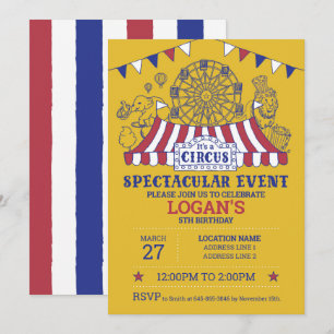 Invitación ¡Acércate! Cumpleaños del Circo Editable de Oro