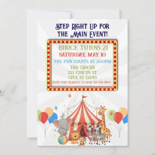 Invitación ¡Acércate! Fiesta de cumpleaños Circus
