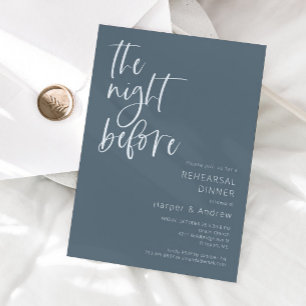 Invitación Acero azul la noche anterior a la cena del ensayo