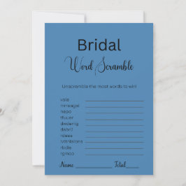 Invitación Acero Blue Bridal Word Scramble Game