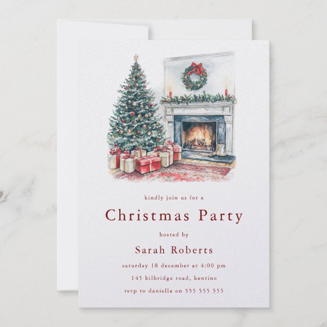 Invitación Acogedor Fiesta de árboles de Navidad y Navidades  (Anverso)