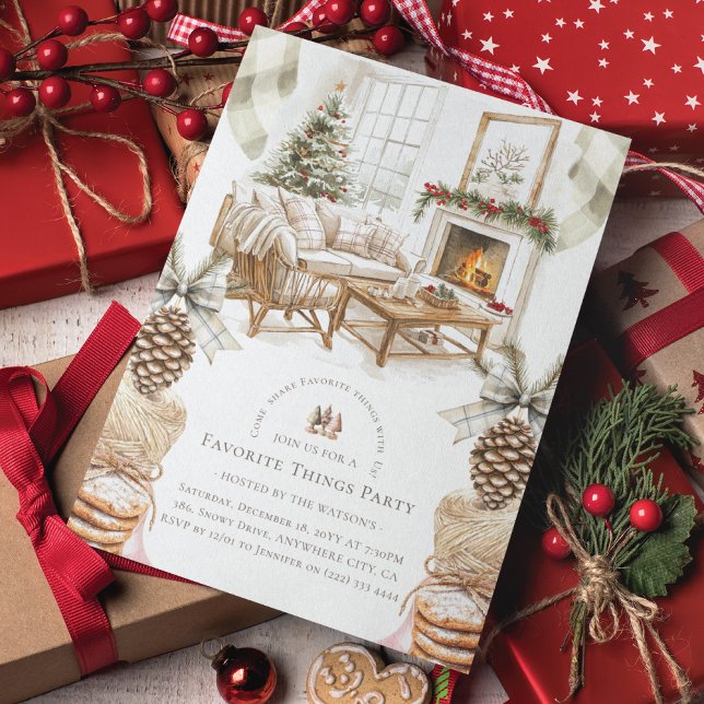 Invitación Acogedor Fiesta de Navidades de cosas favoritas (Subido por el creador)