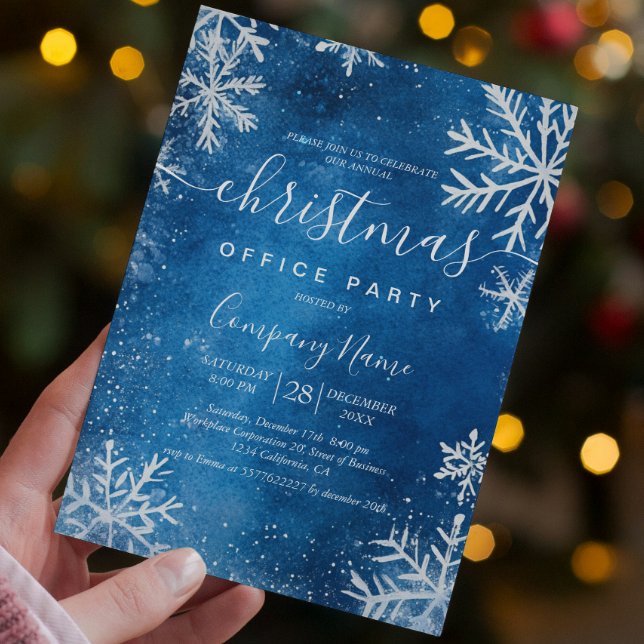 Invitación Acogedor Fiesta de oficina de Navidades azules con (Subido por el creador)