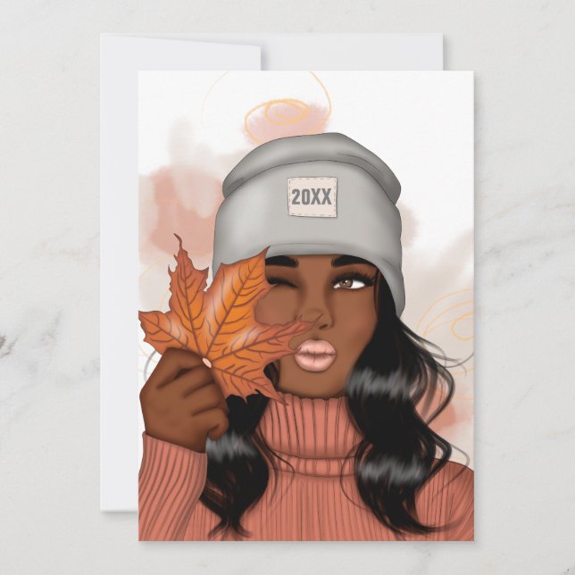Invitación Acogedor Fiesta del Año Nuevo del tema del otoño (Anverso)