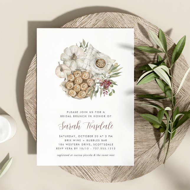 Invitación Acogedor otoño blanco calabaza de novia Brunch (Subido por el creador)