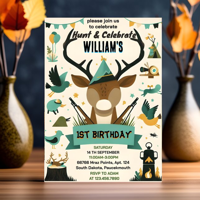 Invitación acogedor Wild Camo Oh Deer Duck caza 1º cumpleaños (Subido por el creador)