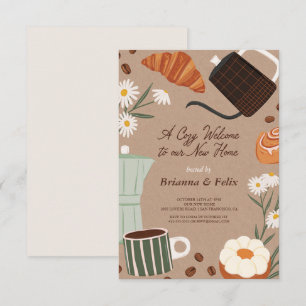 Invitación acogedora bienvenida, follage Green Housewarming F