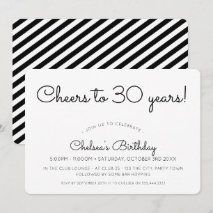 Invitación ACOGEDORES A 30 AÑOS moderno mínimo fiesta negro