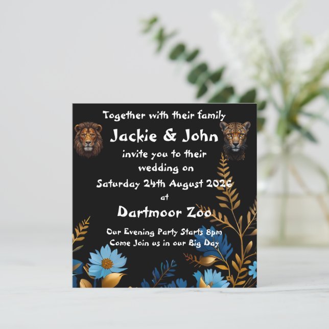 Invitación Acogida de bodas Animal salvaje (Anverso de pie)
