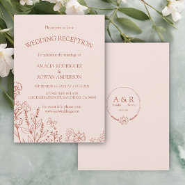 Invitación Acogida de bodas de Rosa con flores praderas