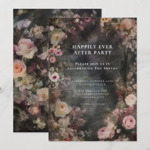 Invitación Acogida de bodas florales románticas morales oscur