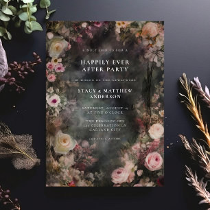 Invitación Acogida de bodas florales románticas morales oscur
