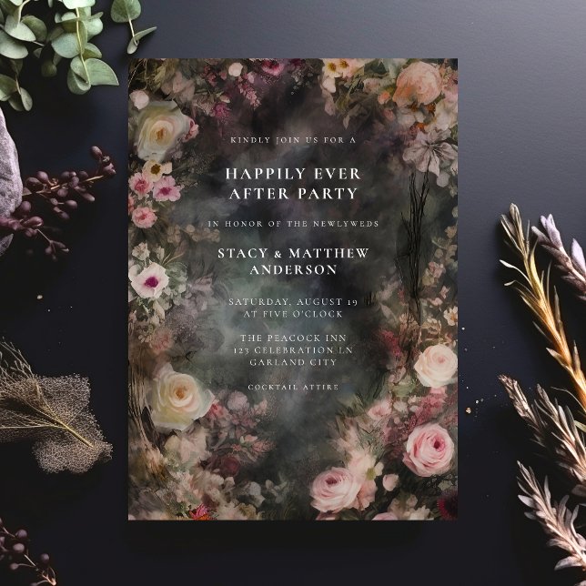 Invitación Acogida de bodas florales románticas morales oscur (Subido por el creador)