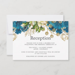 Invitación Acogida de bodas turquesa y dorada