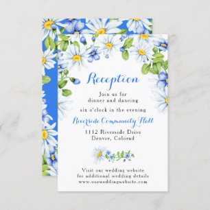 Invitación Acogida Floral Blue White Daisy Insertar