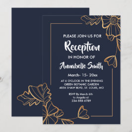 Invitación Acogida floral marina y dorada