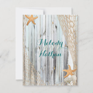 Invitación Acogida Rustic Beach Starfish