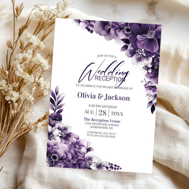 Invitación Acogida Rustic Purple Floral Wedding (Subido por el creador)