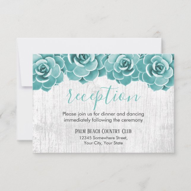 Invitación Acogida Rustic Succulent Floral Barn Wedding (Anverso)