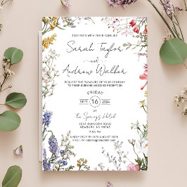 Invitación Acogida Rustic Wildflowers Floral Wedding