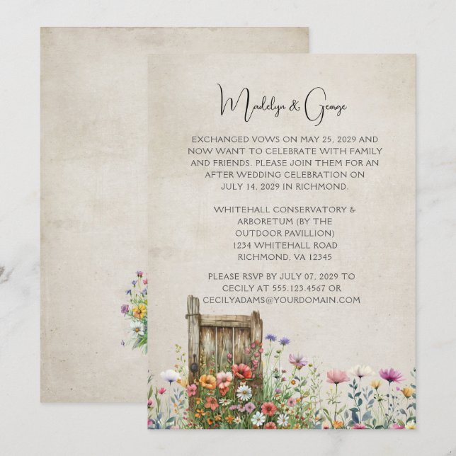 Invitación Acogida temática de jardín rústico (Anverso / Reverso)