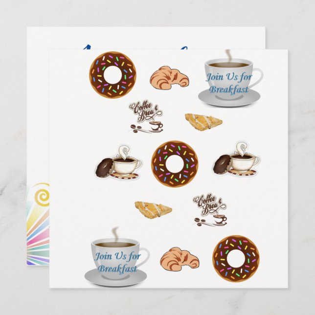 Invitación Acompáñenos para la tarjeta de desayuno (Anverso / Reverso)