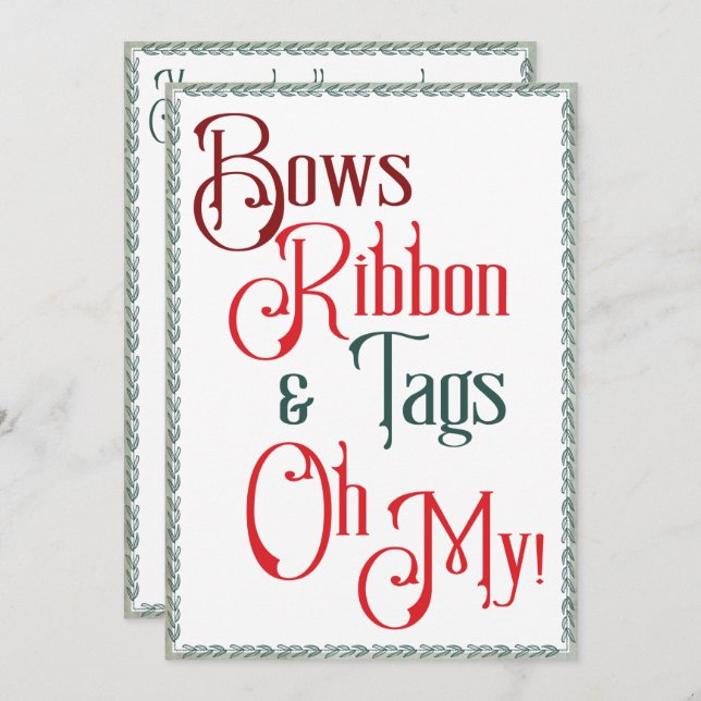 Invitación Acondicionamiento de regalos Fiestas, cintas, etiq (Anverso / Reverso)