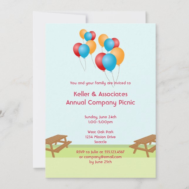 Invitación Acontecimiento al aire libre de los globos de la (Anverso)