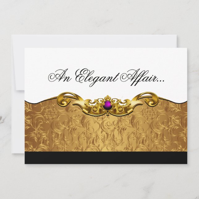 Invitación Acontecimiento barroco elegante del lazo negro (Anverso)