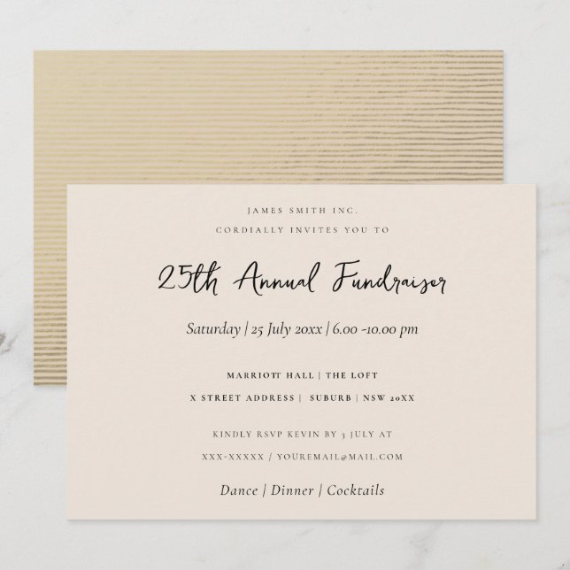 INVITACIÓN ACONTECIMIENTO CORPORATIVO DE LÍNEA SILVER PEACH S (Anverso / Reverso)