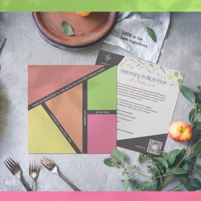 Invitación Acontecimiento de armonía en nutrición ( Infuse your invitation with energy and style as you add your event title, date, and time. )