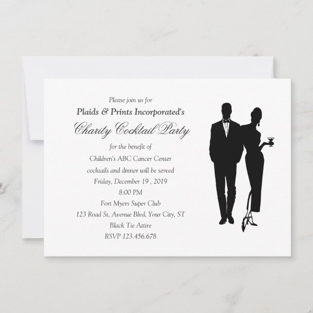 Invitación Acontecimiento del lazo negro de la cena de la (Anverso)