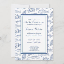 Invitación Acontecimiento elegante de la costa de pescado azu