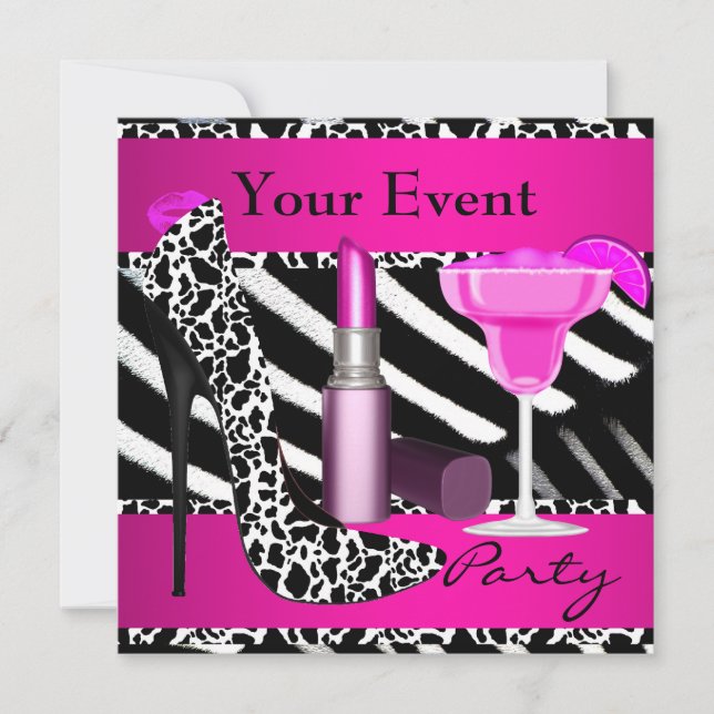 Invitación Acontecimiento fiesta Zebra Shoes Palo de labios r (Anverso)