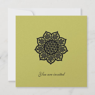 Invitación ACONTECIMIENTO MÁGICO, FLORES DE KNOT CELTIC Oro N