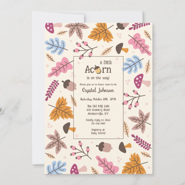 Invitación Acorn Baby Shower (Anverso)