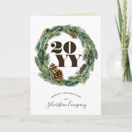 Invitación Acorn Wreath Navidades Holiday Corporate Doblado