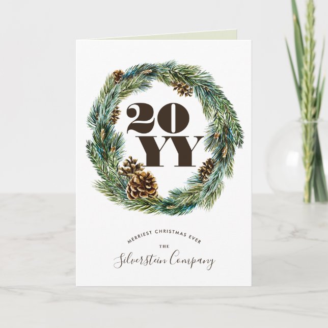Invitación Acorn Wreath Navidades Holiday Corporate Doblado (Anverso)