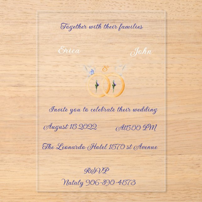 Invitación acrílica (Anverso)