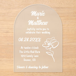 Invitación acrílica a Boda floral clásico y modern