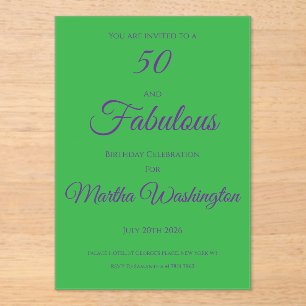 Invitación Acrílica a una Fiesta de Cumpleaños 50