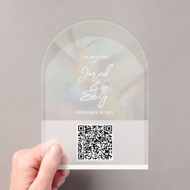 Invitación acrílica al código QR del boda (Insitu (portátil))