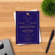 Invitación Acrílica Azul para Fiesta de Graduación