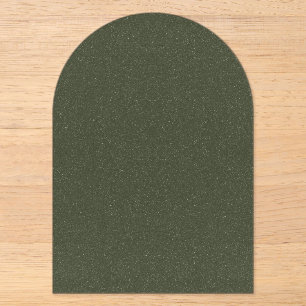 Invitación acrílica de arco verde musgo con textur